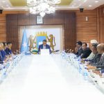Taliyaha Hay’adda Nabad-sugidda iyo Sirdoonka Qaranka (NISA), Mahad Maxamed Salaad, oo gaaray magaalada Caabudwaaq.